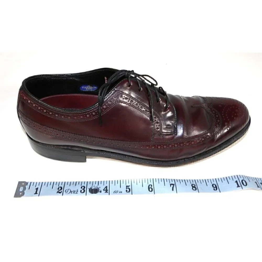 FLORSHEIN red-ish brown patent leather lace up oxford dress shoes men's size 9 D